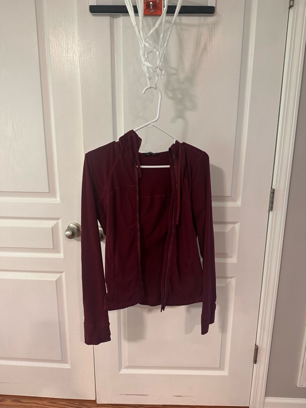 Women's Hooded Zip Utility Jacket in Deep Burgundy